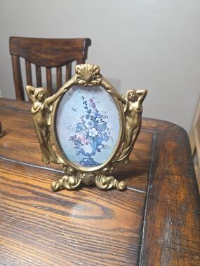 Beautiful  Antique Brass Photo Frame 7 In